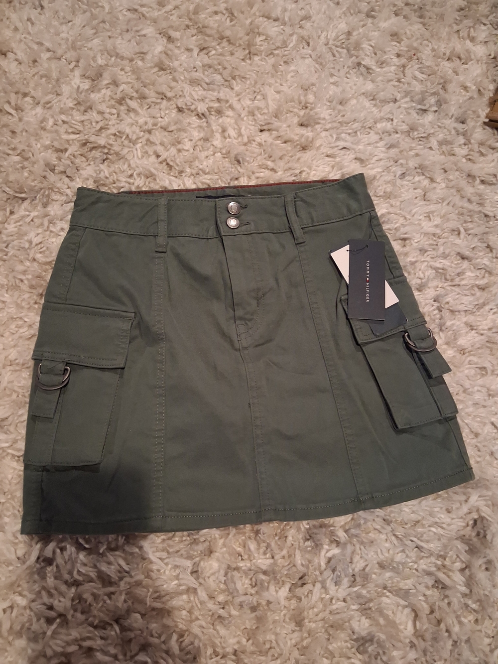 NWT Tommy Hilfiger Dark Forest Green Cargo Mini Skirt